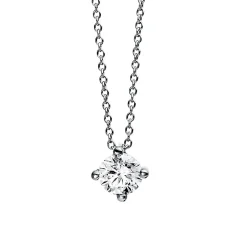 Solitär Collier Kette 750 Gold Weißgold mit Brillant 0,50 Ct. 4er-Krappe L: 42cm