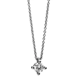 Solitär Collier Kette 750 Gold Weißgold mit Brillant 0,30 Ct. 4er-Krappe L: 42cm