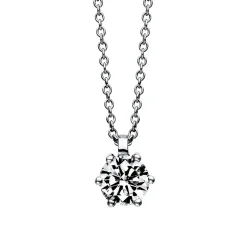 Solitär Collier Kette 950 Platin Brillant 0,50 Ct. 6er-Krappe L: 42cm, S: 0,9mm