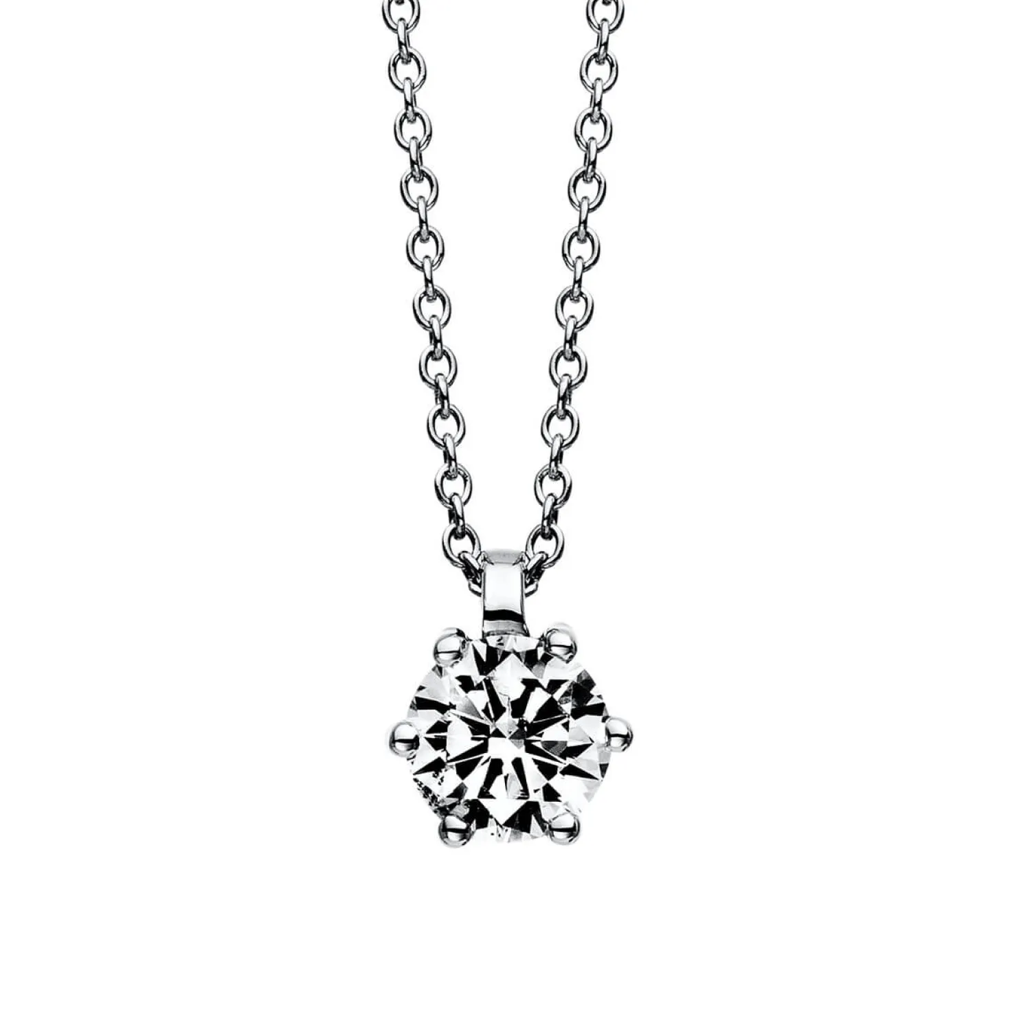Solitär Collier Kette 950 Platin Brillant 0,50 Ct. 6er-Krappe L: 42cm, S: 0,9mm