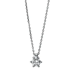 Solitär Collier Kette 950 Platin Brillant 0,20 Ct. 6er-Krappe L: 42cm, S: 0,7mm