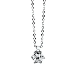 Solitär Collier Kette 950 Platin Brillant 0,15 Ct. 6er-Krappe L: 42cm, S: 0,7mm