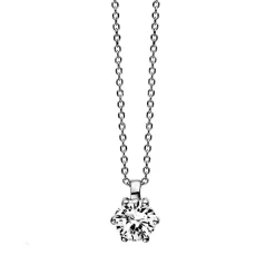 Solitär Collier Kette 950 Platin Brillant 0,25 Ct. 6er-Krappe L: 42cm, S: 0,7mm