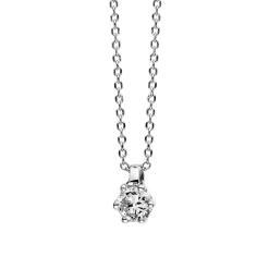 Solitär Collier Kette 950 Platin Brillant 0,10 Ct. 6er-Krappe L: 42cm, S: 0,7mm