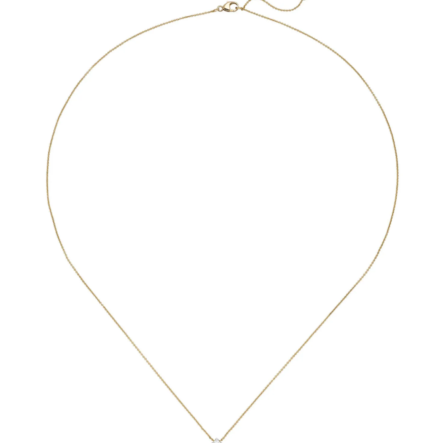 Solitär Collier mit Anhänger Diamant 0.06Ct W/SI 750 Gold Gelbgold Weißgold 45cm