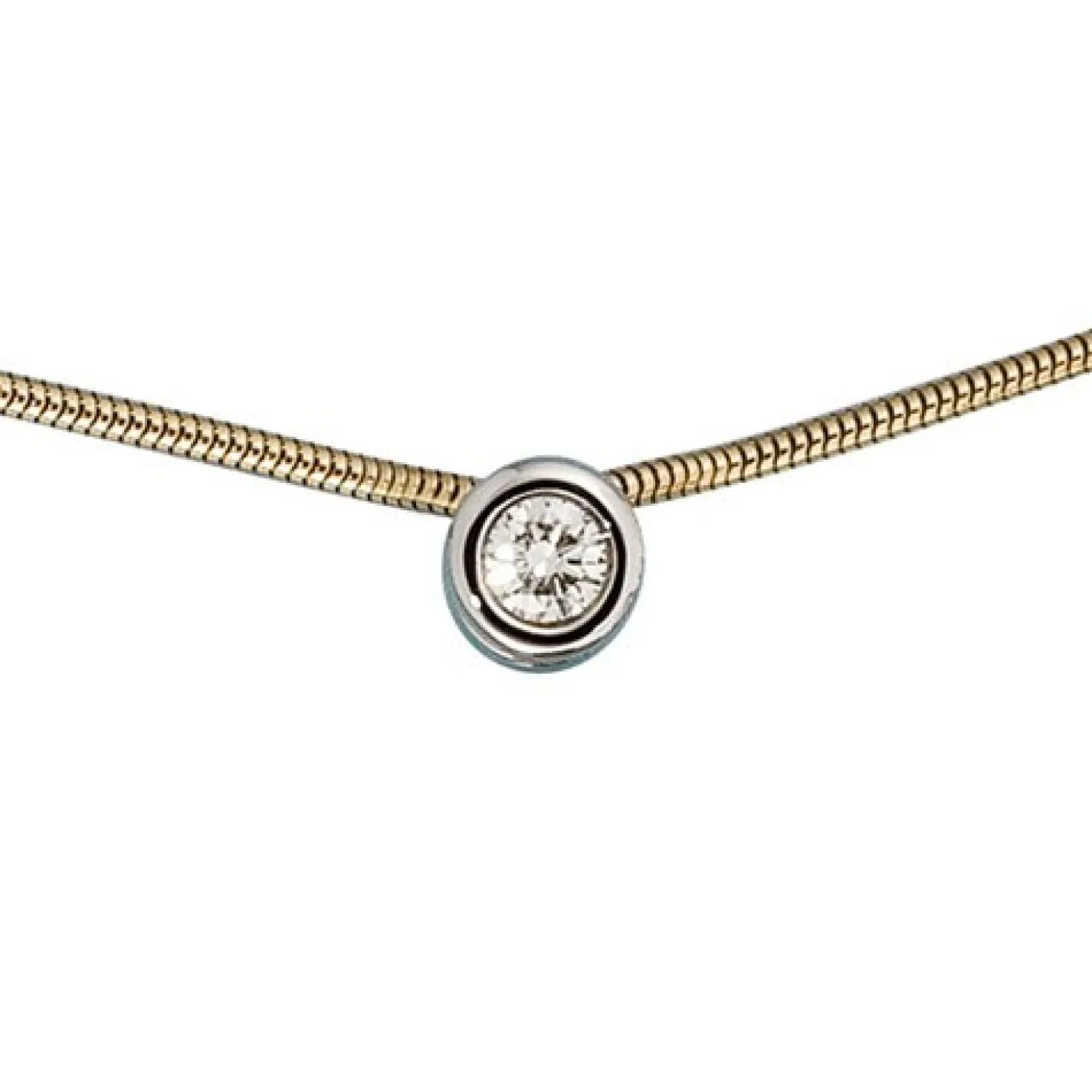 Solitär Collier mit Anhänger mit Diamant 0,25 Ct 585 Gold gelb/weiß
