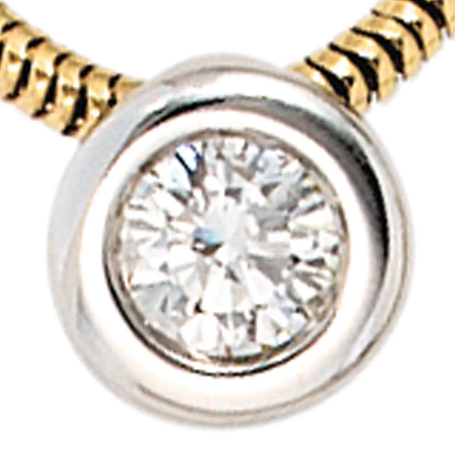 Solitär Collier mit Anhänger mit Diamant 0,25 Ct 585 Gold gelb/weiß