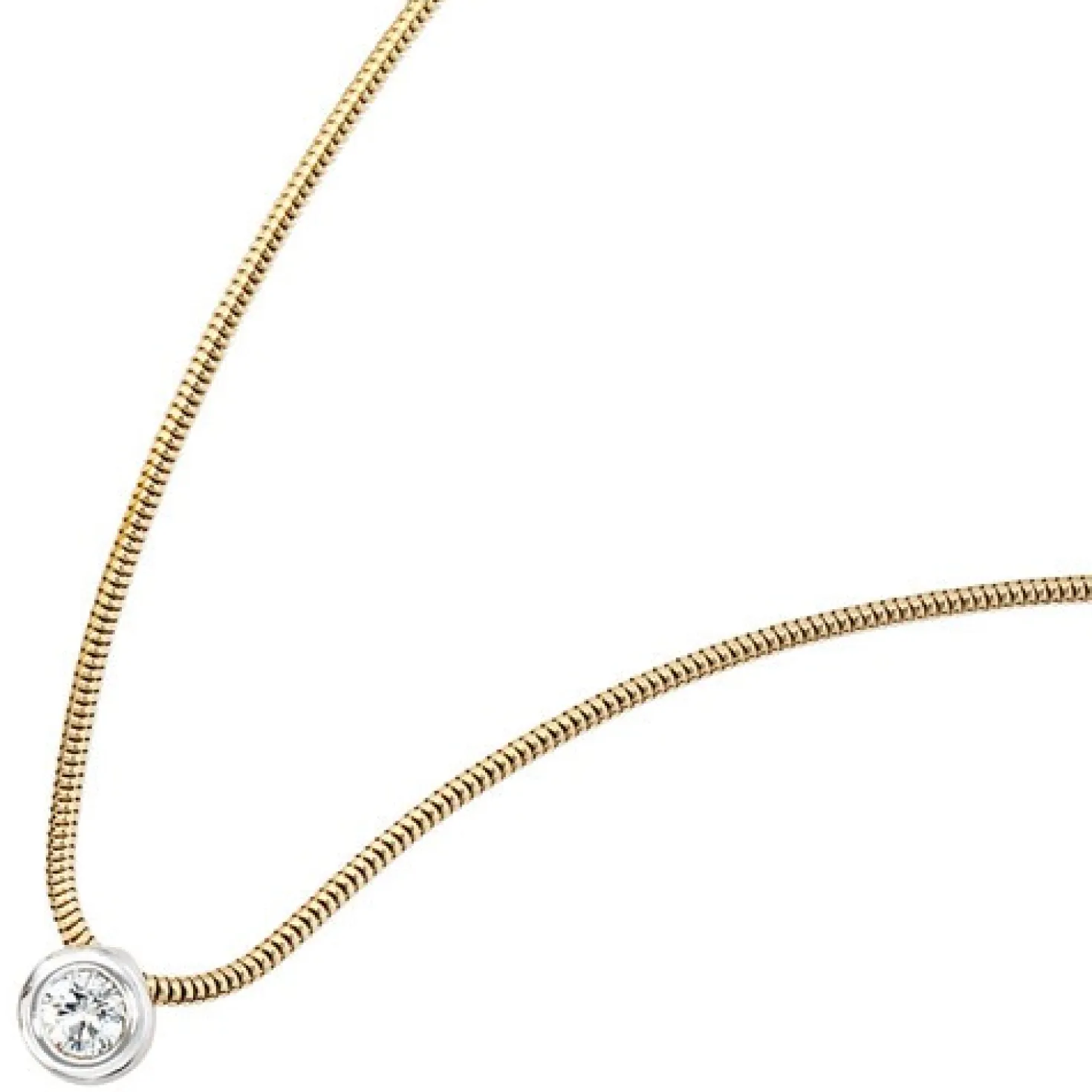 Solitär Collier mit Anhänger mit Diamant 0,25 Ct 585 Gold gelb/weiß
