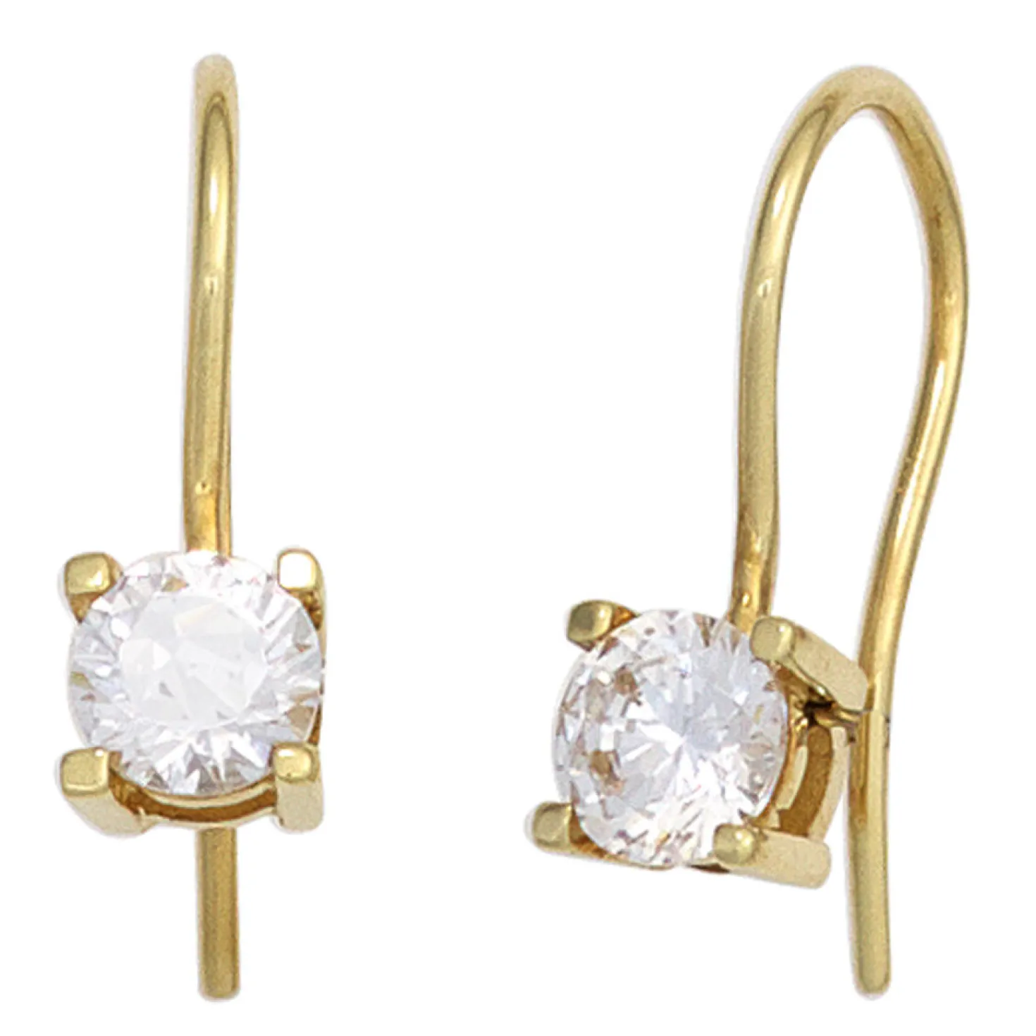 Solitär Ohrringe Ohrhänger Ohrhaken Zirkonia weiß 333 Gold Gelbgold Ohrschmuck