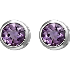 Solitär Ohrstecker aus 925 Silber Amethyst violett lila rund Ohrringe Ohrschmuck