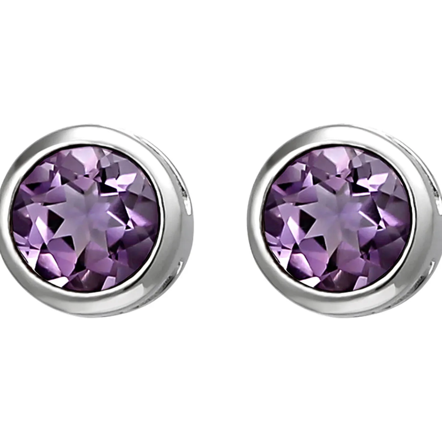 Solitär Ohrstecker aus 925 Silber Amethyst violett lila rund Ohrringe Ohrschmuck