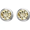 Solitär Ohrstecker aus 925 Silber Citrin gelb-orange rund Ohrringe Ohrschmuck