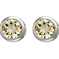 Solitär Ohrstecker aus 925 Silber Citrin gelb-orange rund Ohrringe Ohrschmuck