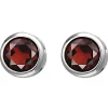 Solitär Ohrstecker aus 925 Silber Granat rot weinrot rund Ohrringe Ohrschmuck