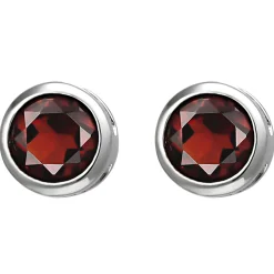 Solitär Ohrstecker aus 925 Silber Granat rot weinrot rund Ohrringe Ohrschmuck