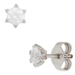 Solitär Ohrstecker mit Zirkonia weiß 333 Gold Weißgold Ohrschmuck Damen