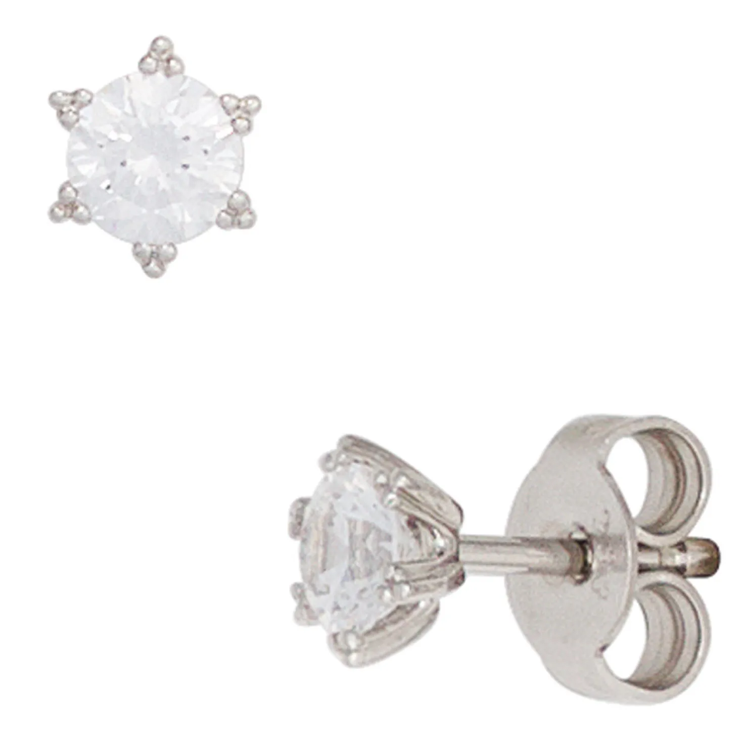 Solitär Ohrstecker mit Zirkonia weiß 333 Gold Weißgold Ohrschmuck Damen