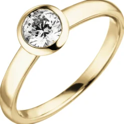 Solitär Ring aus 585 Gold Gelbgold Diamant Brillant 0,50 ct. W-SI Zargenfassung