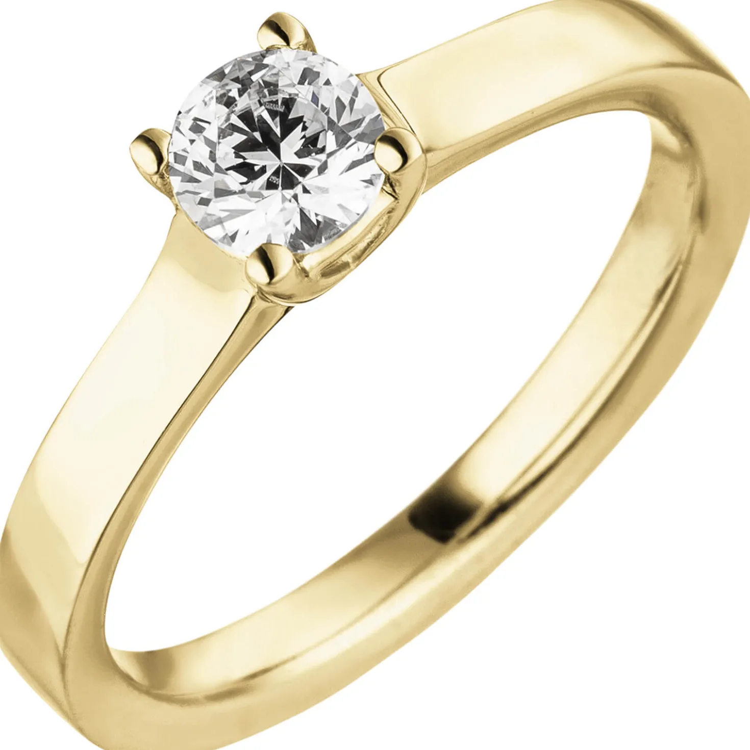 Solitär Ring aus 585 Gold Gelbgold mit Diamant Brillant 0,50 ct. W-SI