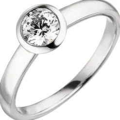 Solitär Ring aus 585 Gold Weißgold Diamant Brillant 0,50 ct. W-SI Zargenfassung