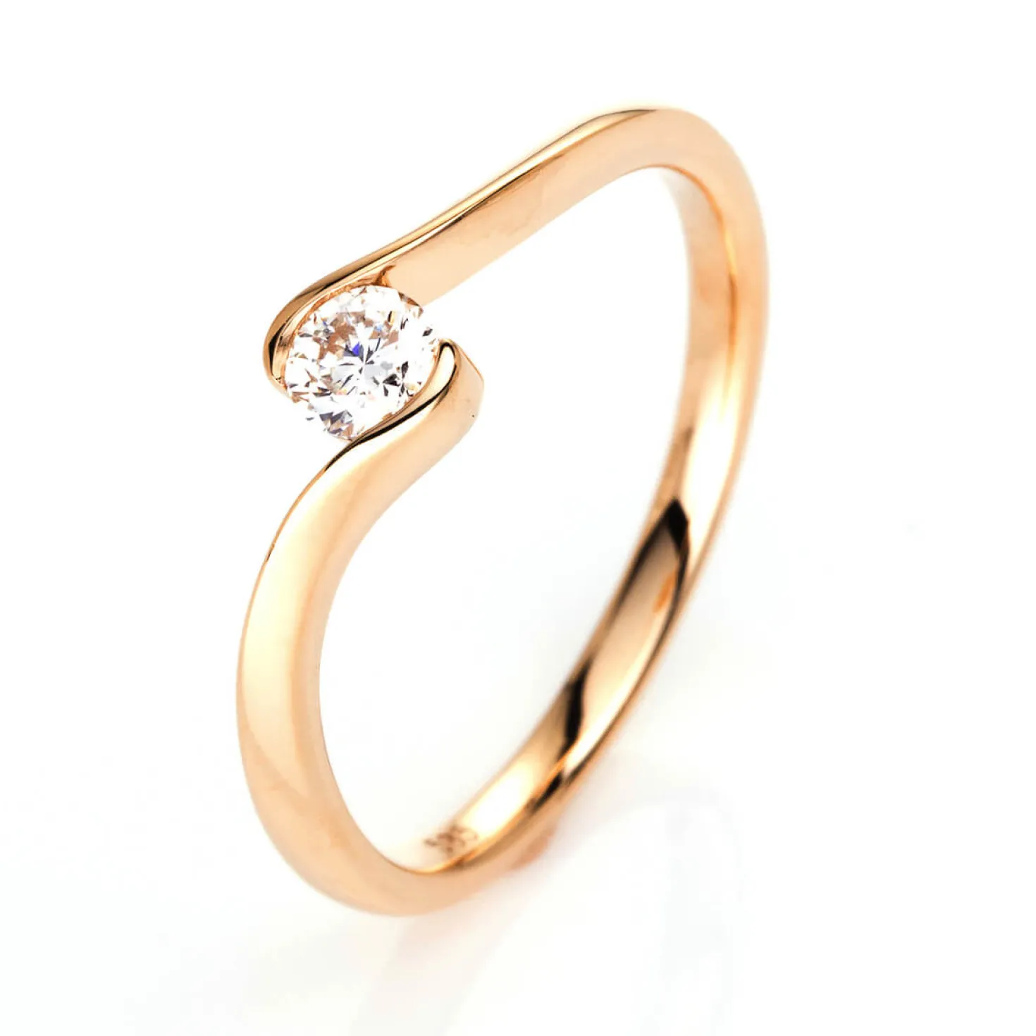 Solitär Ring Damenring aus 750 Gold Gelbgold mit Diamant Brillant 0,20 Ct.