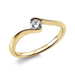 Solitär Ring Damenring aus 750 Gold Gelbgold mit Diamant Brillant 0,20 Ct.