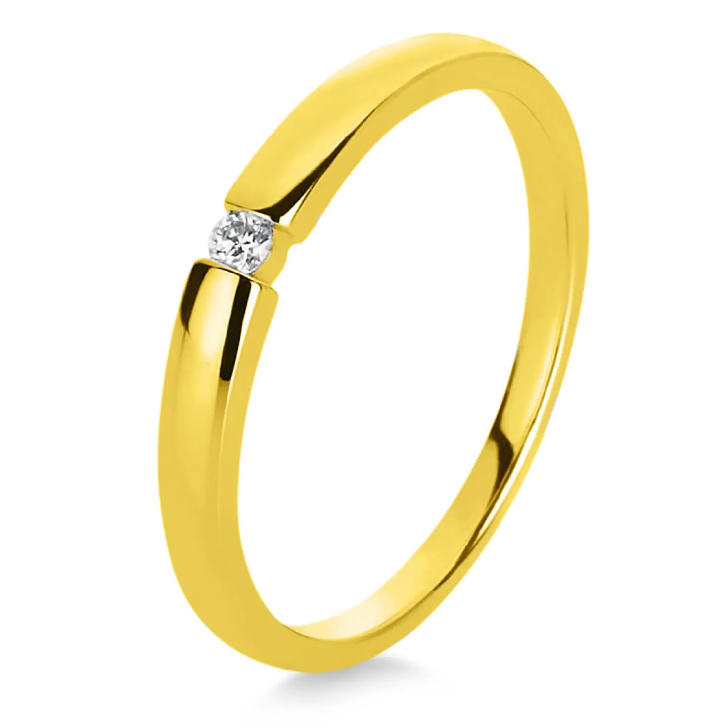 Solitär Ring Damenring aus 750 Gold Gelbgold mit Diamant Brillant 0,10 Ct.