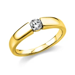 Solitär Ring Damenring aus 750 Gold Gelbgold mit Diamant Brillant 0,25 Ct.
