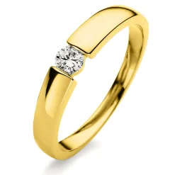 Solitär Ring Damenring aus 750 Gold Gelbgold mit Diamant Brillant 0,20 Ct.