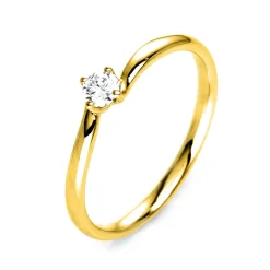 Solitär Ring Damenring aus 750 Gold Gelbgold mit Diamant Brillant 0,15 Ct.