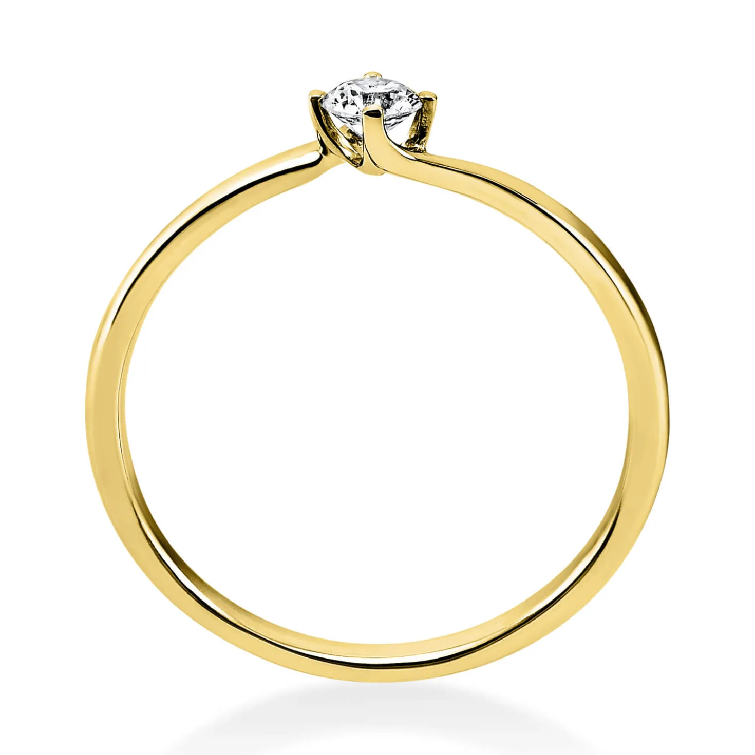 Solitär Ring Damenring aus 750 Gold Gelbgold mit Diamant Brillant 0,15 Ct.