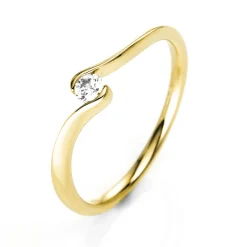 Solitär Ring Damenring aus 750 Gold Gelbgold mit Diamant Brillant 0,10 Ct.