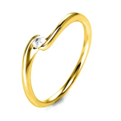 Solitär Ring Damenring aus 585 Gold Gelbgold mit Diamant Brillant 0,05 Ct.