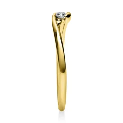 Solitär Ring Damenring aus 585 Gold Gelbgold mit Diamant Brillant 0,05 Ct.
