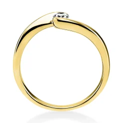 Solitär Ring Damenring aus 750 Gold Gelbgold mit Diamant Brillant 0,15 Ct.