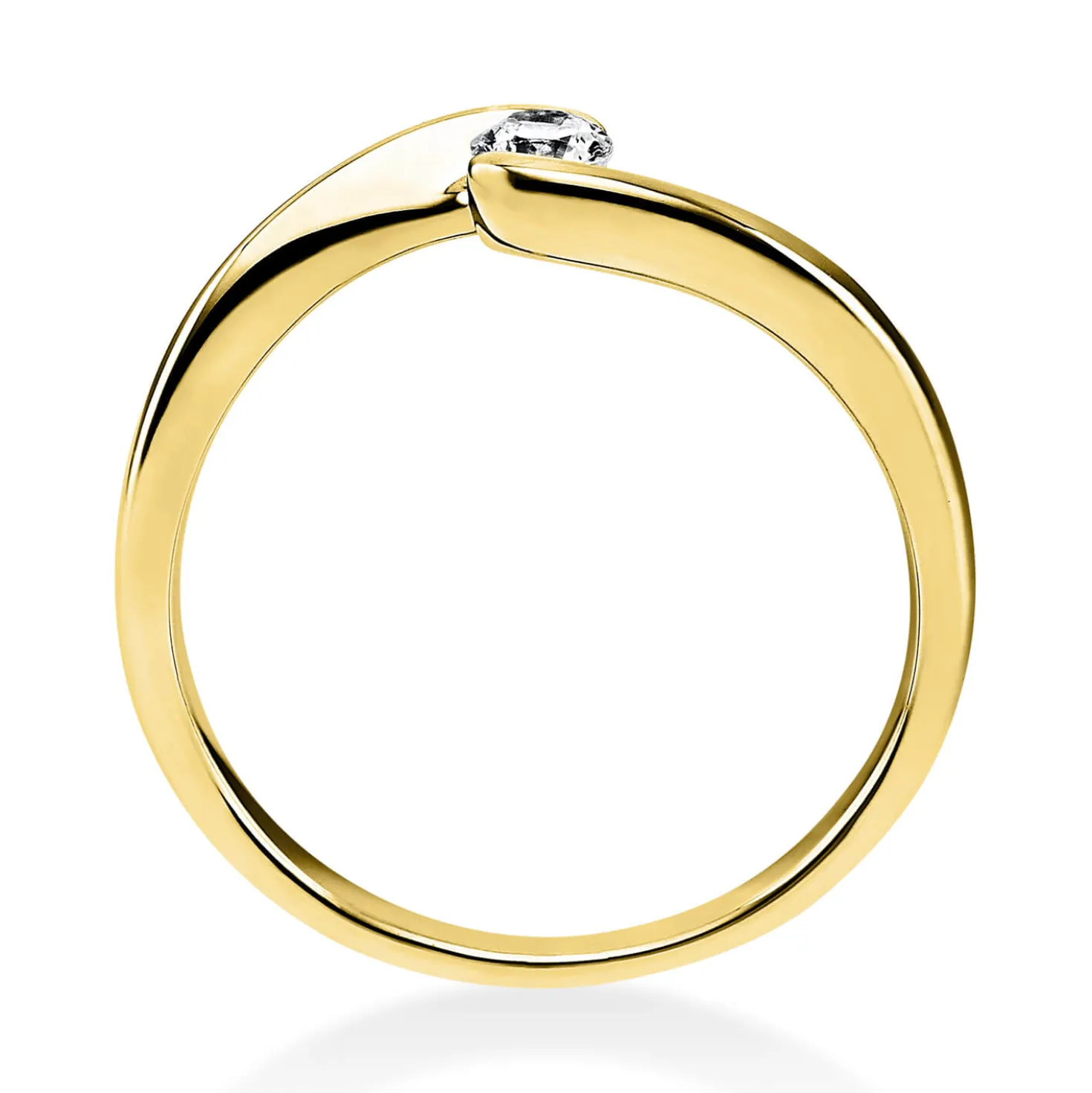 Solitär Ring Damenring aus 750 Gold Gelbgold mit Diamant Brillant 0,15 Ct.