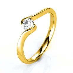 Solitär Ring Damenring aus 750 Gold Gelbgold mit Diamant Brillant 0,25 Ct.