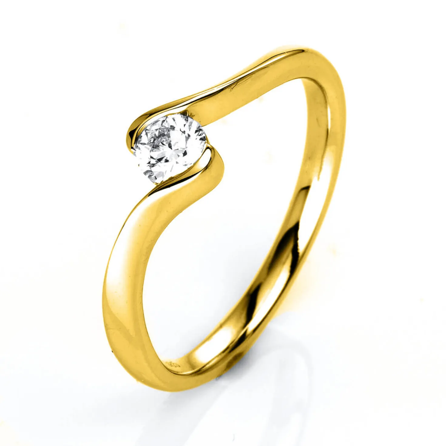 Solitär Ring Damenring aus 750 Gold Gelbgold mit Diamant Brillant 0,25 Ct.