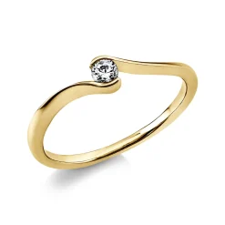 Solitär Ring Damenring aus 585 Gold Gelbgold mit Diamant Brillant 0,10 Ct.