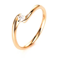 Solitär Ring Damenring aus 585 Gold Gelbgold mit Diamant Brillant 0,10 Ct.