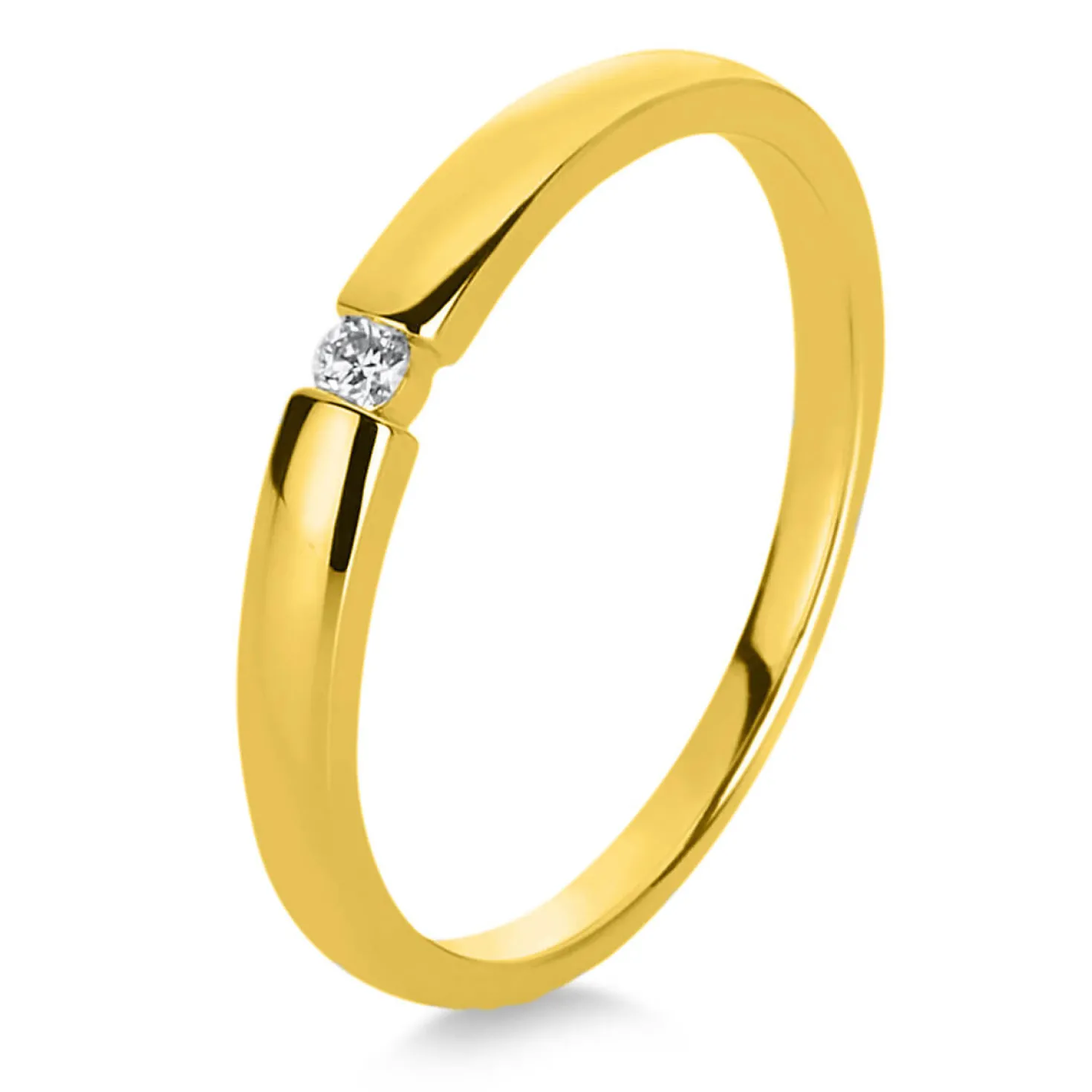 Solitär Ring Damenring aus 750 Gold Gelbgold mit Diamant Brillant 0,06 Ct.
