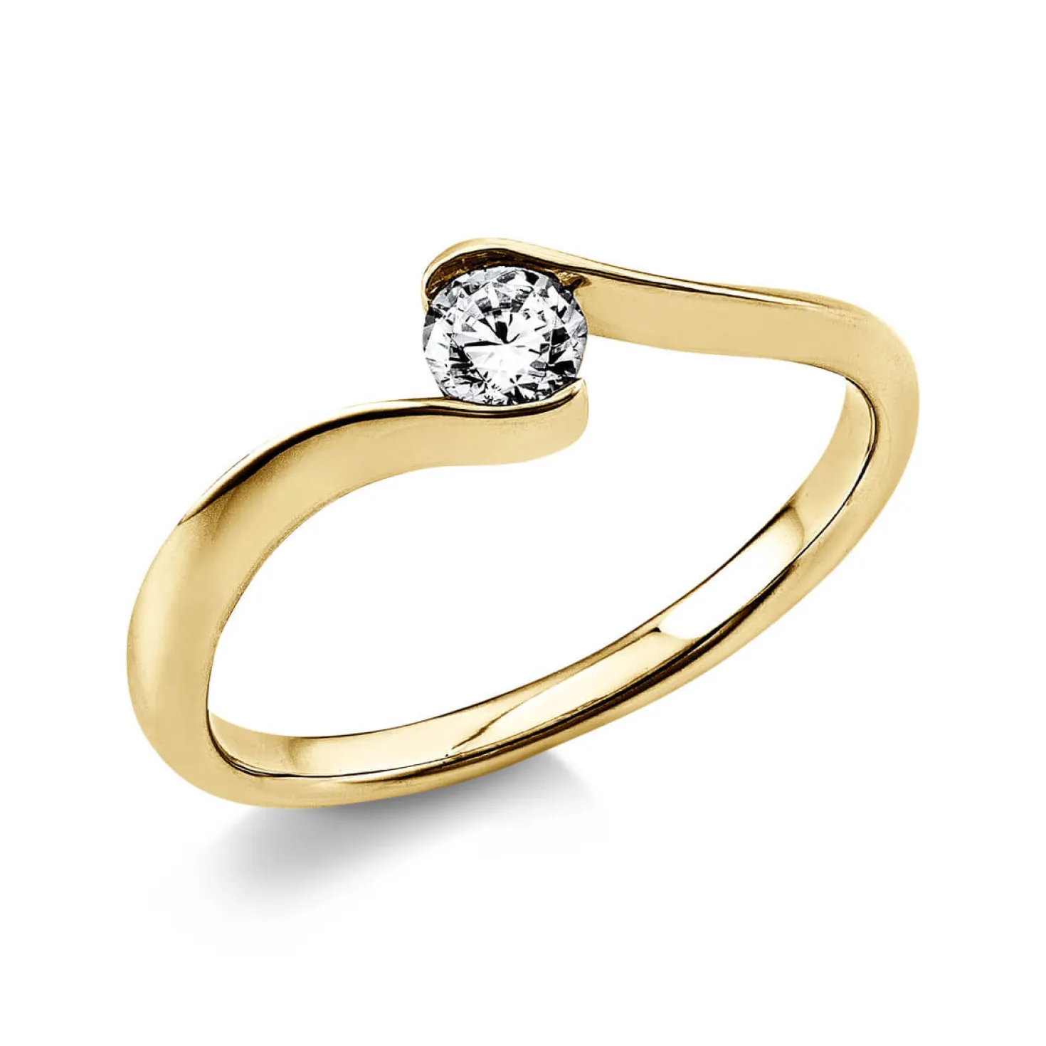 Solitär Ring Damenring aus 585 Gold Gelbgold mit Diamant Brillant 0,20 Ct.