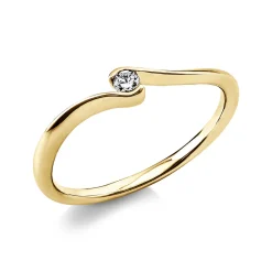 Solitär Ring Damenring aus 585 Gold Gelbgold mit Diamant Brillant 0,05 Ct.
