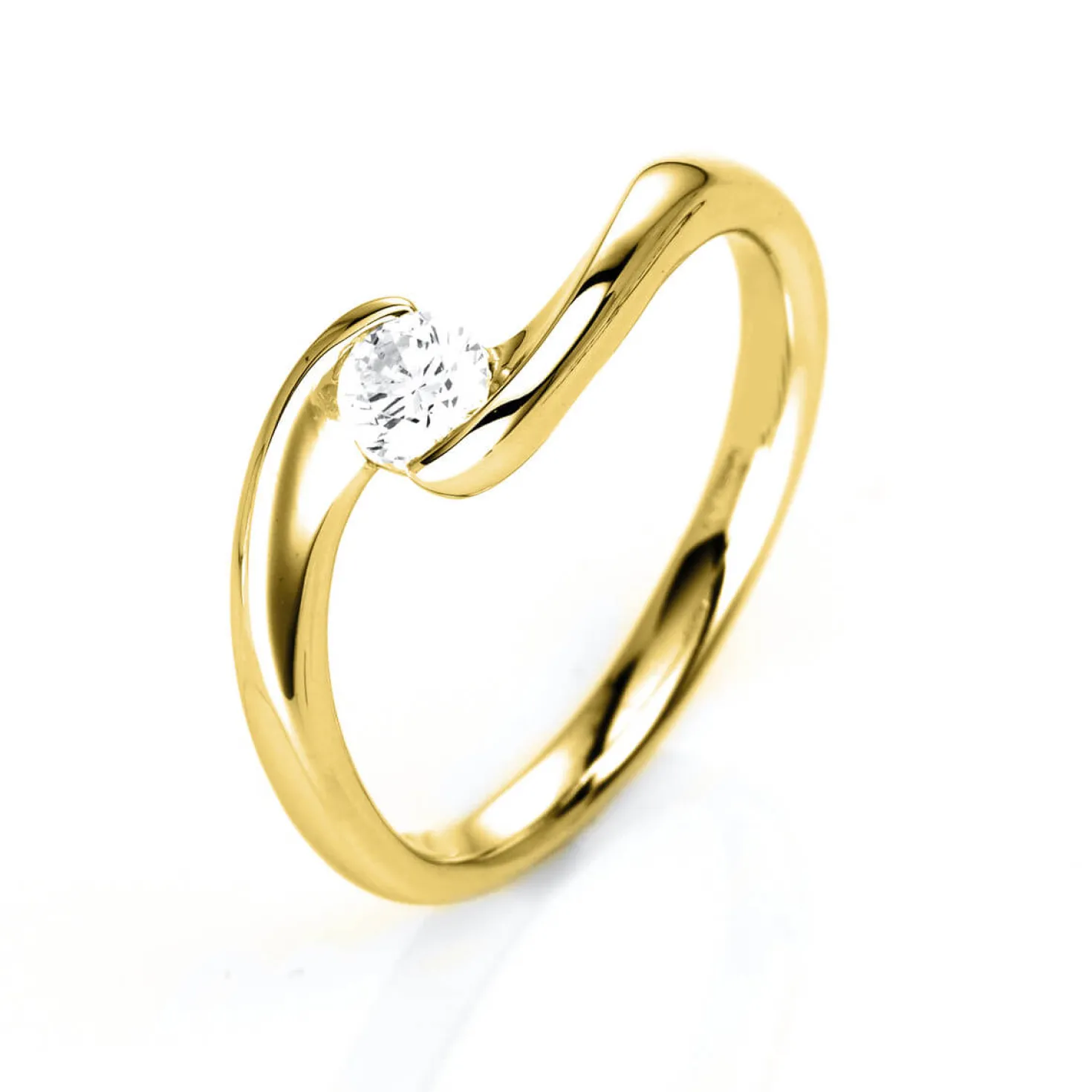 Solitär Ring Damenring aus 750 Gold Gelbgold mit Diamant Brillant 0,25 Ct.