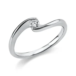 Solitär Ring Damenring aus 750 Gold Weißgold mit Diamant Brillant 0,15 Ct.