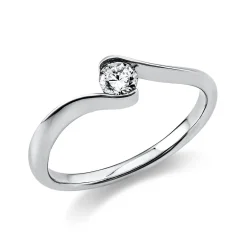 Solitär Ring Damenring aus 750 Gold Weißgold mit Diamant Brillant 0,20 Ct.
