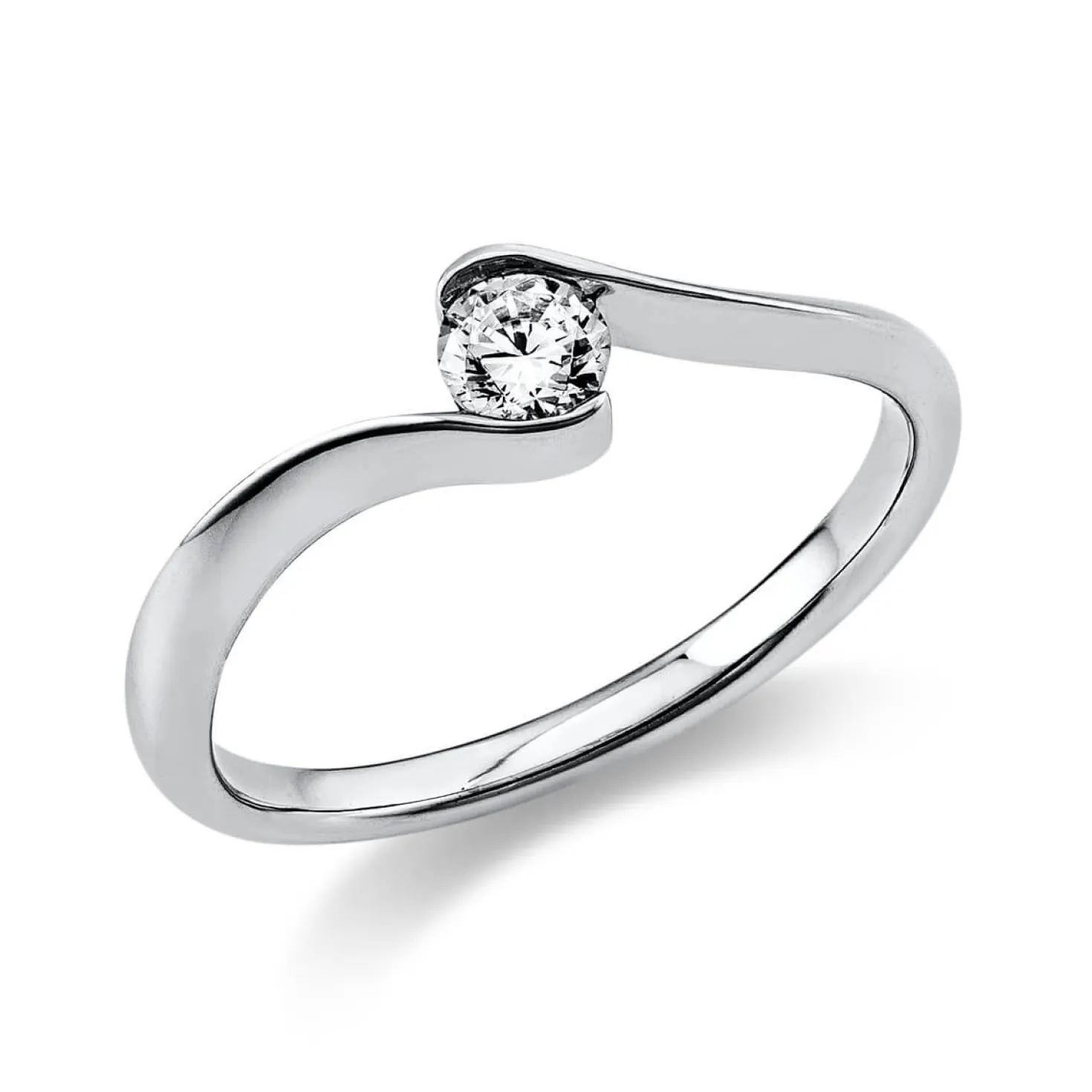 Solitär Ring Damenring aus 585 Gold Weißgold mit Diamant Brillant 0,20 Ct.