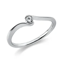 Solitär Ring Damenring aus 585 Gold Weißgold mit Diamant Brillant 0,10 Ct.