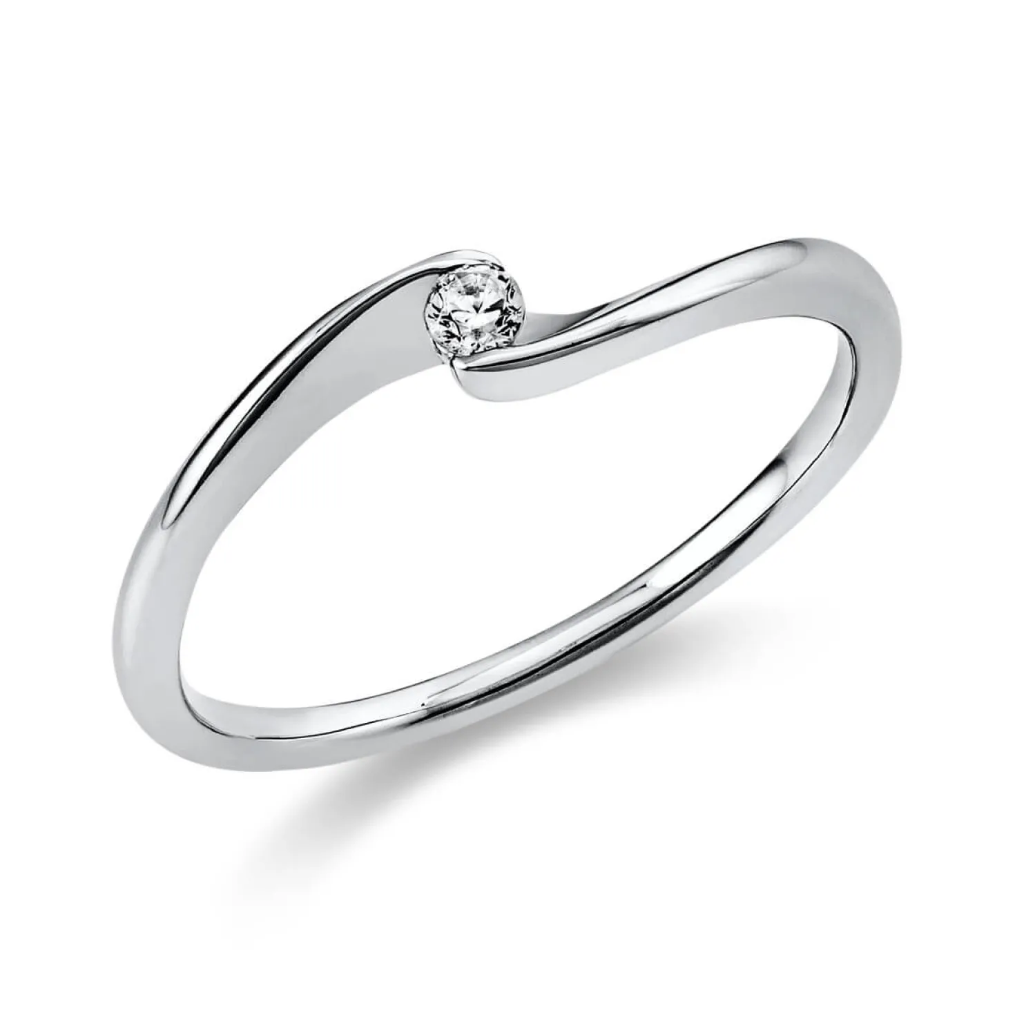 Solitär Ring Damenring aus 750 Gold Weißgold mit Diamant Brillant 0,05 Ct.