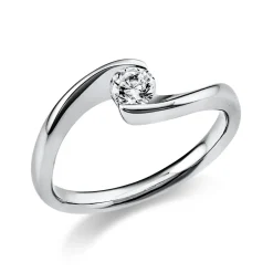 Solitär Ring Damenring aus 585 Gold Weißgold mit Diamant Brillant 0,25 Ct.